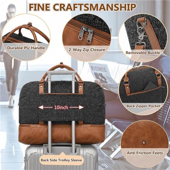 Weekender Bags for Women Large Overnight Bag Weekend Travel Duffel Bag - Picture 5 of 7